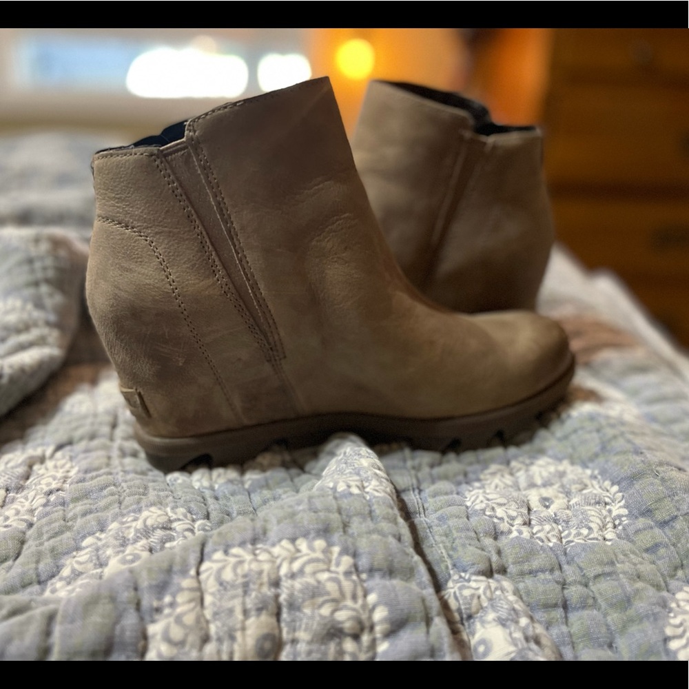 Joan of Arctic Leather Wedge Bootie